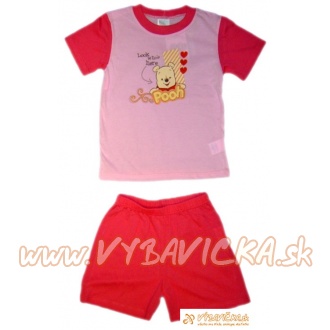 Súprava nohavice klasické rozprávkové postavička macko Pu Look Who´s here Pooh ružovočervená