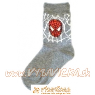 Ponožky klasické s prispôsobiteľným tvarom rozprávkové postavička Spiderman sivá