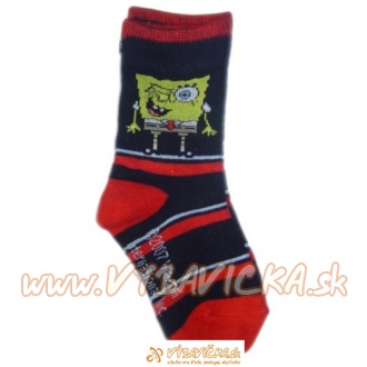 Ponožky klasické s prispôsobiteľným tvarom rozprávkové postavička špongia Bob Viacom čiernočervená