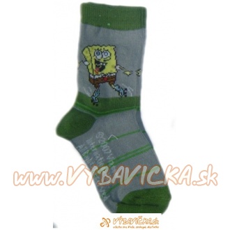 Ponožky klasické s prispôsobiteľným tvarom rozprávkové postavička špongia Bob Viacom zelenosivá