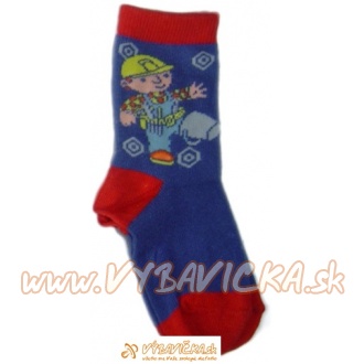 Ponožky klasické s prispôsobiteľným tvarom rozprávkové postavička inštalatér Bob modročervená