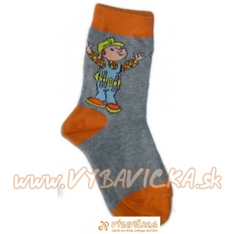 Ponožky klasické s prispôsobiteľným tvarom rozprávkové postavička inštalatér Bob sivooranžová