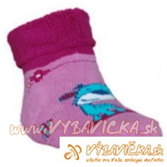 Ponožky froté s patentom žirafa ružovotmavoružová