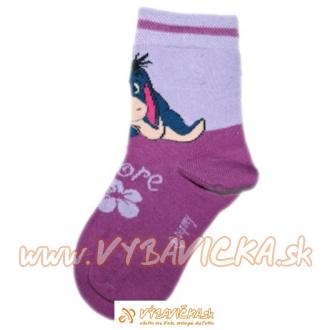 Ponožky klasické rozprávkové postavička macko Pu Somárik eeyoure Disney tmavofialovosvetlofialová