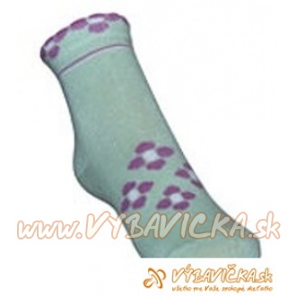 Ponožky protišmykové s protišmykovou vrstvou s vrstvou zo silikónu kvietky zelená