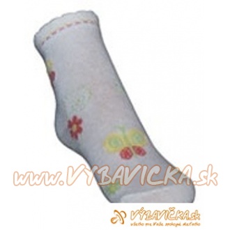 Ponožky protišmykové s protišmykovou vrstvou s vrstvou zo silikónu kvietky smotanová