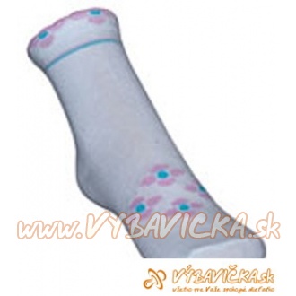 Ponožky protišmykové s protišmykovou vrstvou s vrstvou zo silikónu kvietky biela