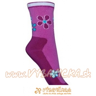 Ponožky klasické kvietky ružovotmavoružová