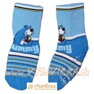 Ponožky protišmykové s protišmykovou vrstvou s vrstvou zo silikónu medvedík ...ummy modrá