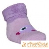 Ponožky froté s patentom vtáčik ružovofialová