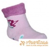 Ponožky protišmykové froté s protišmykovou vrstvou labky s patentom vtáčik svetloružovoružová