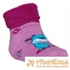Ponožky protišmykové froté s protišmykovou vrstvou labky s patentom žirafa ružovotmavoružová