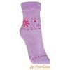 Ponožky protišmykové froté s protišmykovou vrstvou labky s patentom kvietky fialová