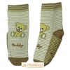 Ponožky protišmykové s protišmykovou vrstvou s vrstvou zo silikónu medvedík teddy zelenohnedá