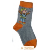 Ponožky klasické s prispôsobiteľným tvarom rozprávkové postavička inštalatér Bob sivooranžová