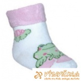 Ponožky froté s patentom žabka bieloružová