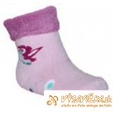 Ponožky froté s patentom papagáj ružová