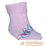 Ponožky protišmykové froté s protišmykovou vrstvou labky s patentom motýle ružová
