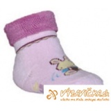 Ponožky protišmykové froté s protišmykovou vrstvou labky s patentom zajačik svetloružovofialová
