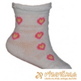 Ponožky froté s patentom pre dojčatá srdiečka bielaružová