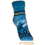 Ponožky froté s patentom autíčko modrá