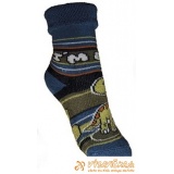 Ponožky froté s patentom dinosaurus I'M DY… modrotmavomodrozelená
