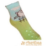 Ponožky protišmykové s protišmykovou vrstvou na oboch stranách ovečka zelenosvetlomodrá