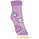 Ponožky protišmykové froté s protišmykovou vrstvou labky s patentom motýle ružovofialová