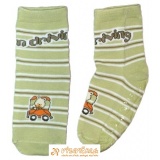 Ponožky protišmykové s protišmykovou vrstvou s vrstvou zo silikónu autíčko driving zelenohendá