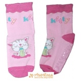 Ponožky protišmykové s protišmykovou vrstvou s vrstvou zo silikónu mačička kitty svetloružovoružová